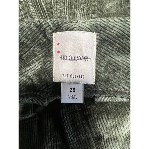 New Anthropologie Maeve Colette Size 28 Cropped Corduroy Wide Leg Pants Green - Picture 9 of 11